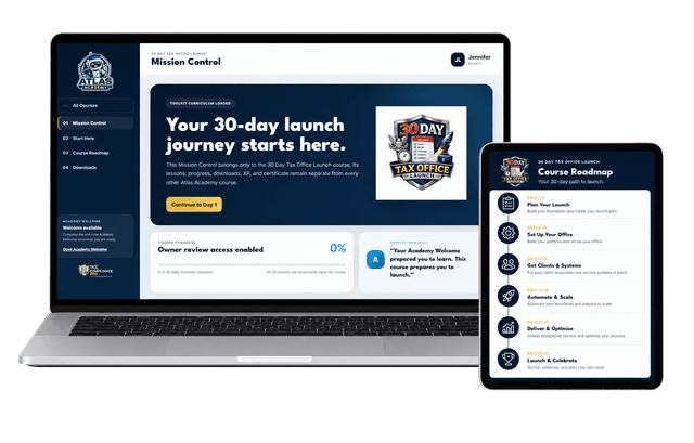 30 Day Tax Office Launch course inside Atlas Academy
